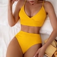 thumbnail image 2 of ZQGJB Women's Bikini Sets Two Piece Bathing Suit High Waisted Twist Adjustable Straps V Neck Textured Beach Swimwear(Yellow,M), 2 of 4