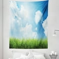 thumbnail image 1 of Sky Tapestry, Sunny Day Image with Green Grass Sun Rays Clouds Beauty of Nature Country Meadow, Fabric Wall Hanging Decor for Bedroom Living Room Dorm, 5 Sizes, Blue Green White, by Ambesonne, 1 of 1