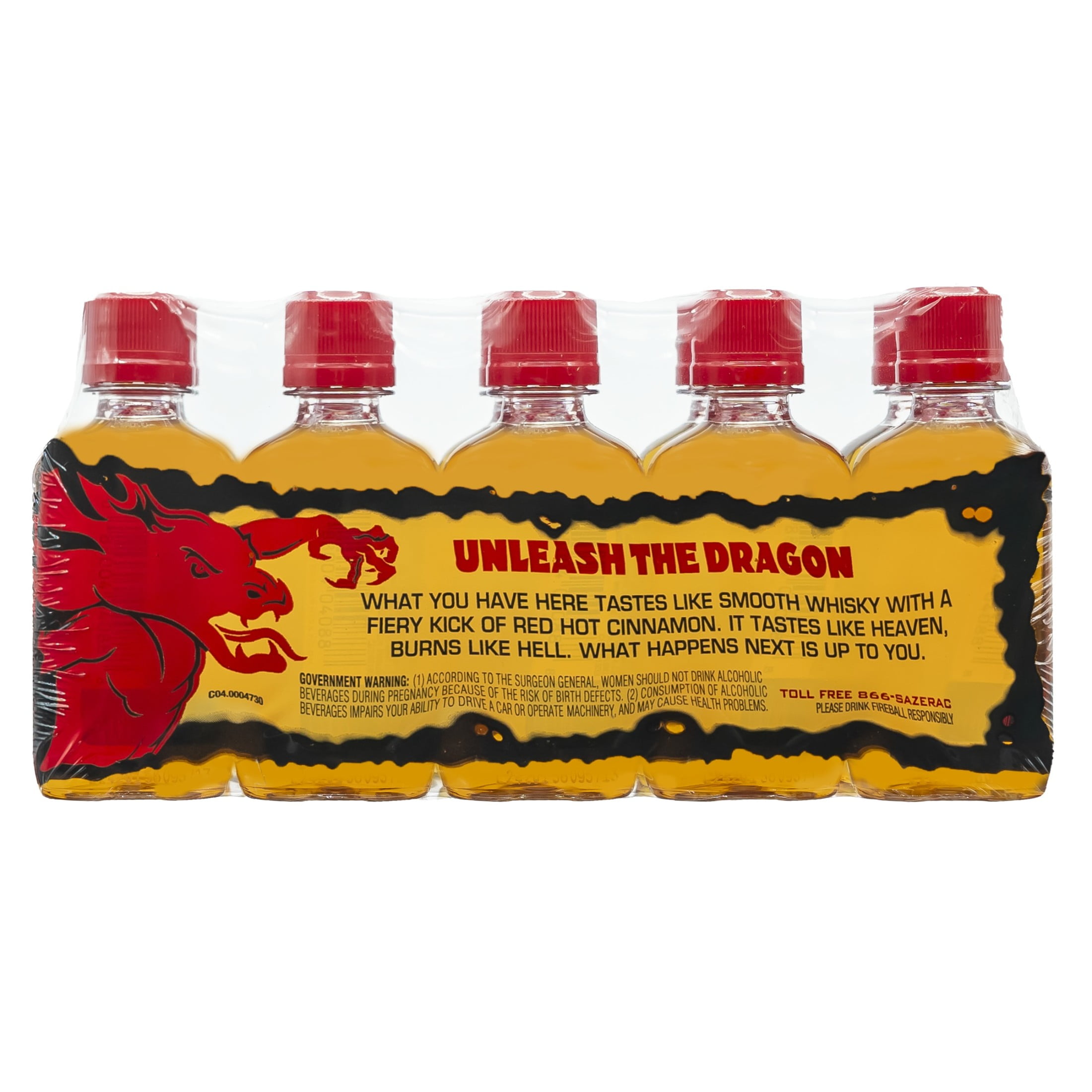 Fireball Cinnamon Malt Beverage, 50ml Bottles, 10 Count, 16.5% Alcohol