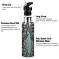 thumbnail image 3 of Yayeee 20oz Insulated Water Bottle Double Wall Stainless Steel with Flip Straw Lid, Navy Blue Peacock Pattern, 3 of 7