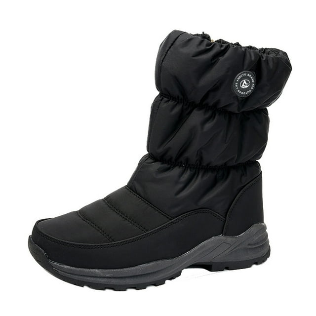Botas de nieve para mujer, botines cálidos con cremallera lateral de invierno unisex, forro polar grueso, zapatos para caminar al aire libre impermeables y resistentes al frío