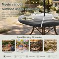 thumbnail image 6 of Round Outdoor Tablecloth with Umbrella Hole and Zipper, Black Grey Ombre Tablecloth with Elastic Waterproof, Summer Beach Ocean Waves Coastal Patio Table Covers for 31" - 35" Picnic Pool Tables, 6 of 9