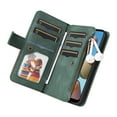 thumbnail image 4 of Multifunctional Case for Samsung A21,Card Slots[RFID Blocking],Durable Flip Folio Kickstand Magnetic Closure Leather Zipper Wallet Wrist Strap Shockproof Case for Samsung Galaxy A21, Green, 4 of 12