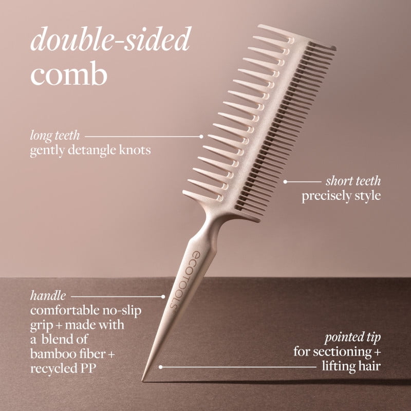 EcoTools Double-Sided Bamboo Hair Comb for Detangling and Styling