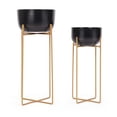 thumbnail image 2 of Libby 3-Piece Black Metal Planters on Stands, 2 of 4