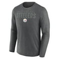 thumbnail image 2 of Men's Fanatics  Heather Charcoal Pittsburgh Steelers Blackout Long Sleeve T-Shirt, 2 of 3