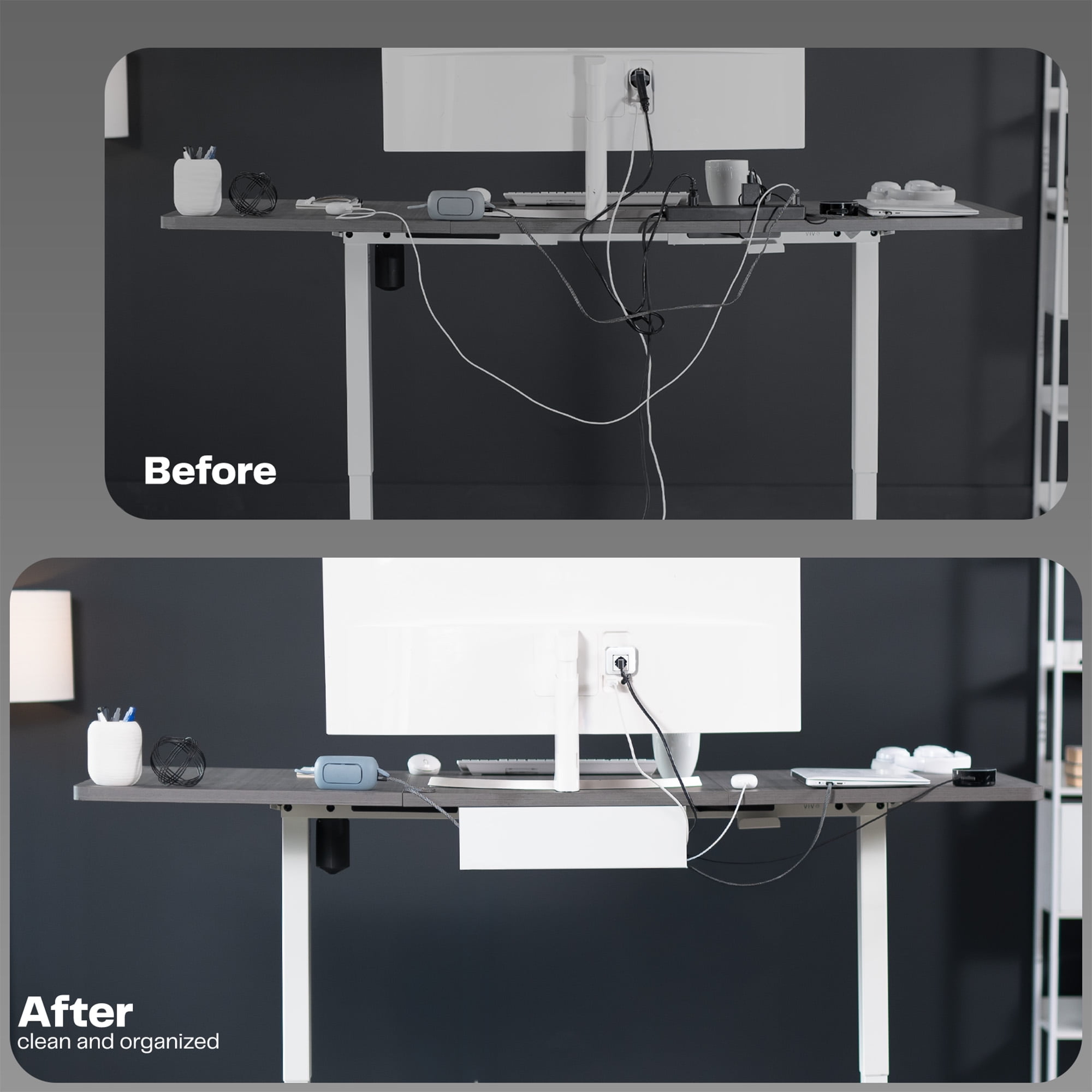 VIVO White Under Desk 17" Cable Management Tray, Wire Organizer, Cord Holder