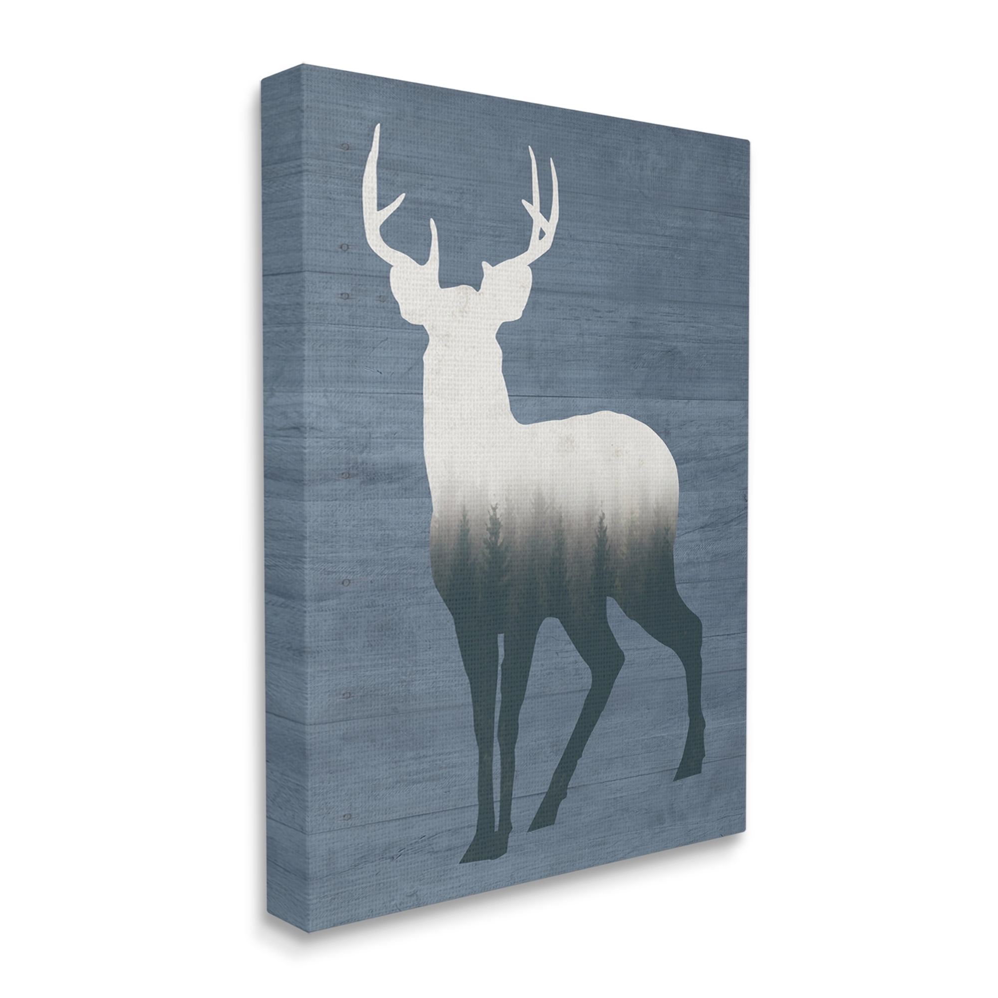 Stupell Industries Rustic Deer Silhouette Cabin Style Grain Pattern Graphic Art Gallery Wrapped Canvas Print Wall Art, Design by Lettered and Lined