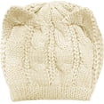 thumbnail image 2 of Lindo gorro de lana tejido con orejas de gatito para mujer, niña y niña, gorro de crochet con orejas de gato en color beige., 2 of 5