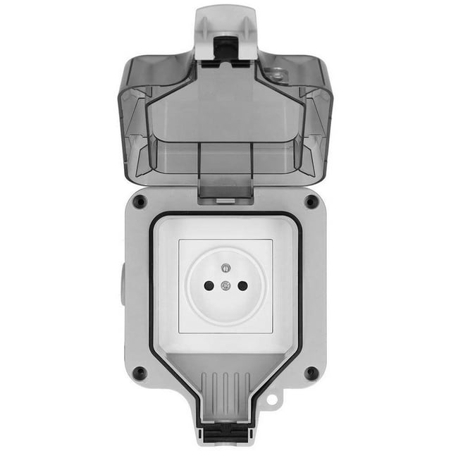 French 16A Outdoor Socket IP66 Waterproof Splash-proof Power Outlet Weatherproof Switch Socket for Balcony Garden Backyard