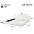 thumbnail image 5 of King Size Upholstered Platform Bed Frame with Velvet Headboard, No Box Spring Needed, Sturdy Metal Frame & Wood Slats, White Modern Bed, 5 of 7