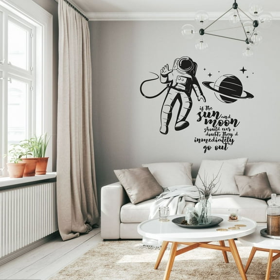 If The Sun And Moon Should Ever Doubt Theyd Immediately Go Out Quote Astronaut Design Vinyl Wall Sticker Art Decal Boys Girls Kids Room Design Bedroom Home Decor Stickers Decoration Size (18x20 inch)