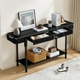 thumbnail image 5 of Wirrytor Long Console Table with Drawers for Living Room, Narrow Fluted Sofa Table with Open Storage Shelf, Couch Table Behind Sofa, Entryway table, Hallway Table ,Black, 5 of 7