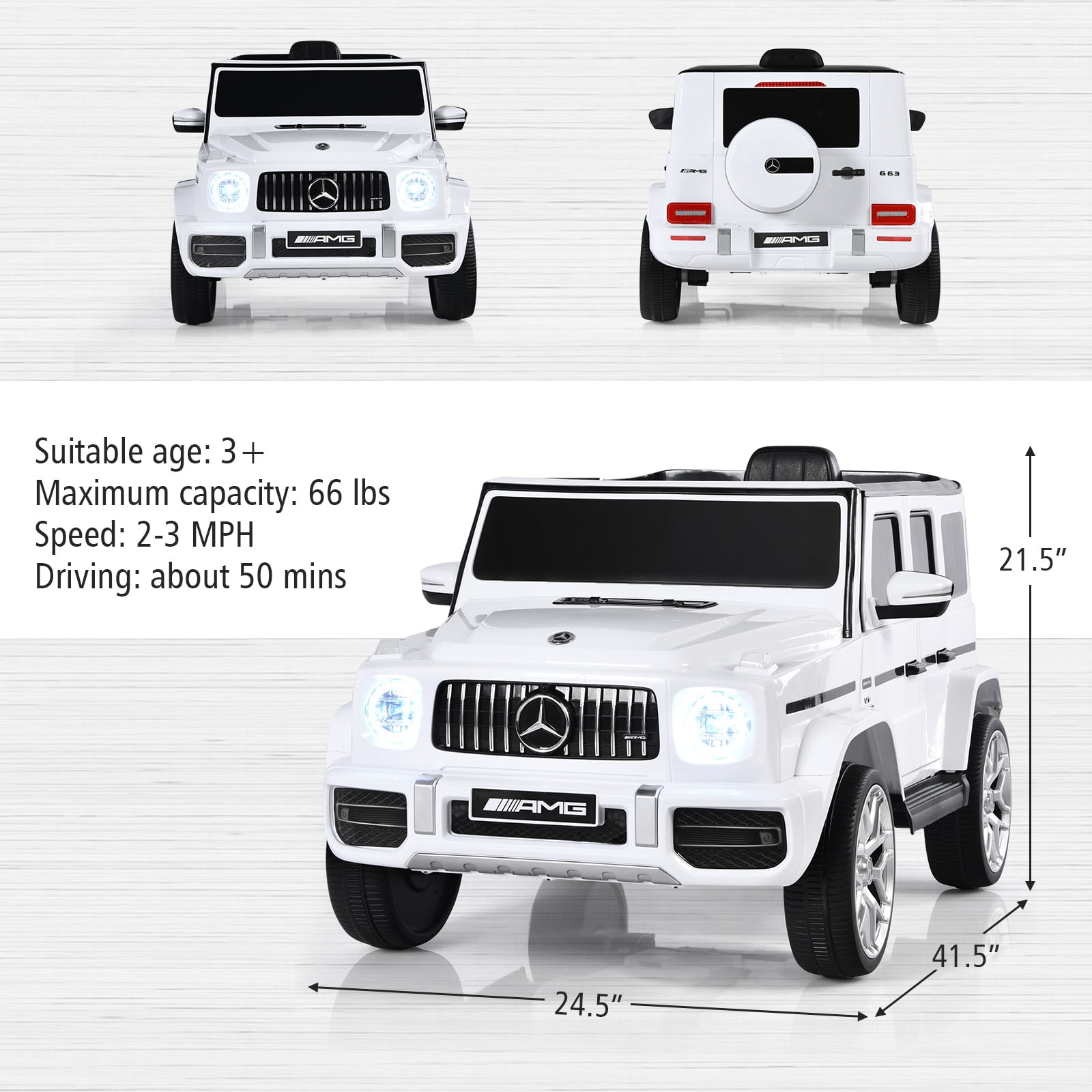 Infans 12V Kids Ride On Car Licensed Mercedes-Benz G63 w/ Remote Control & Music White