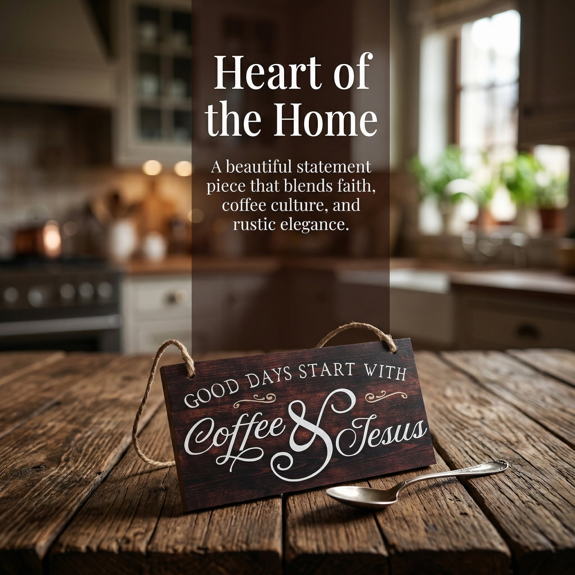 Unique Bargains Coffee Bar Sign Station Decor Rustic Wood Hanging Plaque Style I 3.9in