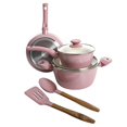 thumbnail image 2 of Gibson Plaza CafÃ© 7 Piece Aluminum Cookware Set, Lavender with Soft Touch Bakelite Handle, 2 of 5