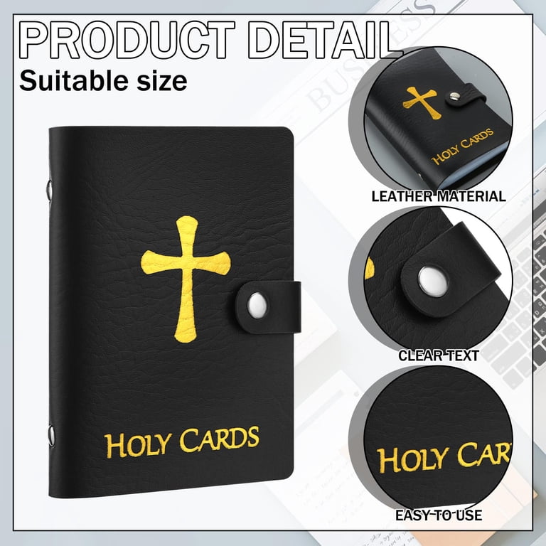 prayer card sleeves Cthrlo Prayer Card Organizer, Leatherette Holy Card Wallet with 40 Clear Sleeves, Fits Standard 3 inchx5 inch Catholic Prayer Cards, Perfect for Mass,