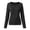 Black, variant on Womens Tops Long Sleeve Striped Crew Neck Slim Fit Knit Tee with Ribbed Cuffs Size L