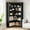 Black Full Backplate, variant on 72.8” Tall Corner Bookshelf, 5 Tier Bookshelf and Bookcase with Open Storage, l Shaped Tall Bookcases Wooden Storage Shelves for Home Office, Thickened Boards