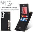 thumbnail image 6 of Samsung Galaxy S22 5G Cases with Card Holder for Women,Crossbody Phone Case for Samsung S22 with Strap,Leather PU Lanyard Magnetic Clasp Zipper Wallet Case with Kickstand,6.1" Black, 6 of 14