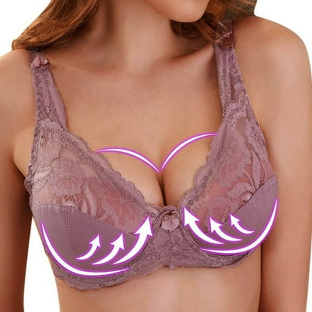 iOPQO Intimates period underwear for women Ultra-thin Underwear Bra Adjustable Bra Ladies Transparent And Breathable Purple 40C