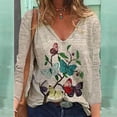 thumbnail image 2 of PVCS Hauts pour Femmes Col en V Imprimé Manches Longues Blouse Décontractée Ample T-shirt, 2 of 5