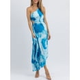 thumbnail image 3 of Faithtur Robe Longue pour Femmes, Robe d'Été Sans Manches à une Épaule Plissée Imprimé Teinture sur Nœuds Robe de Vacances, 3 of 9