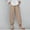 Khaki, variant on Capri Pants for Women Casual Summer Cotton Linen Pants Loose Elastic Waist Capris Trousers Wide Leg Cropped Pants with Pockets