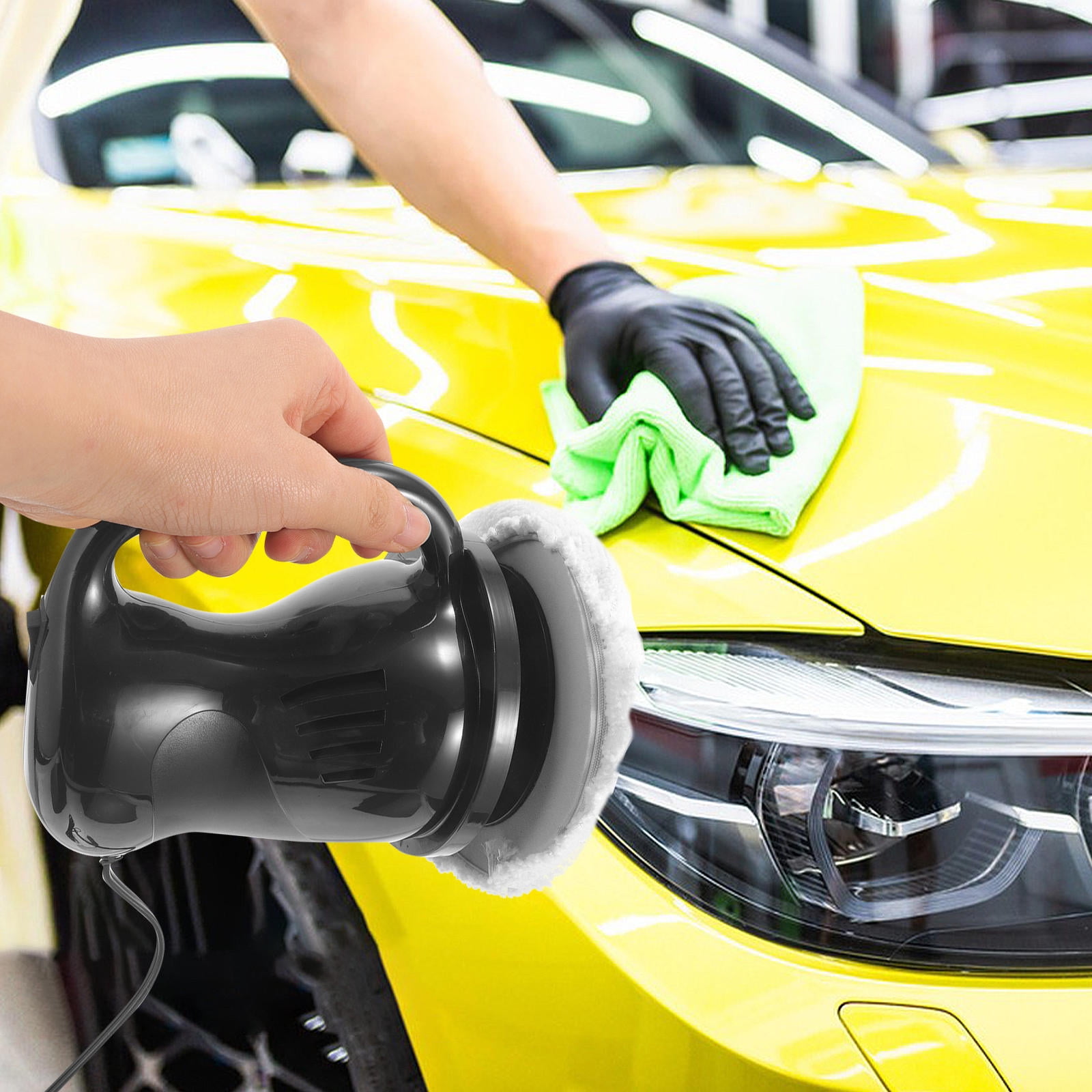 WHAMVOX  12 V Car Polisher Machine Buffer Waxing Buffing Polishing Black