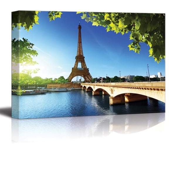 Canvas Prints Wall Art - Eiffel Tower under Blue Sky, Paris France | Modern Home Deoration/Wall Decor Giclee Printing Wrapped Canvas Art Ready to Hang - 12" x 18"