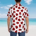 thumbnail image 4 of Honeii Ladybug And Heart Print Men’s Hawaiian Shirt,Classic Button-Down Short Sleeve Shirt, for Beach, Vacation, and Outdoor Activities,Small, 4 of 6