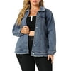 MODA NOVA Juniors Plus Size Button Down Chest Pocket Short Denim Jacket Blue 3X