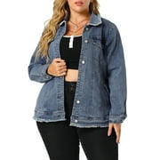 MODA NOVA Juniors Plus Size Button Down Chest Pocket Short Denim Jacket Blue 4X