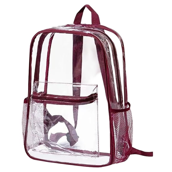 Gtoiithly School Clear Backpack for Teens Start Season Transparent Schoolbag Large Capacity Outdoor Backpack Transparent PVC Backpack Wine M