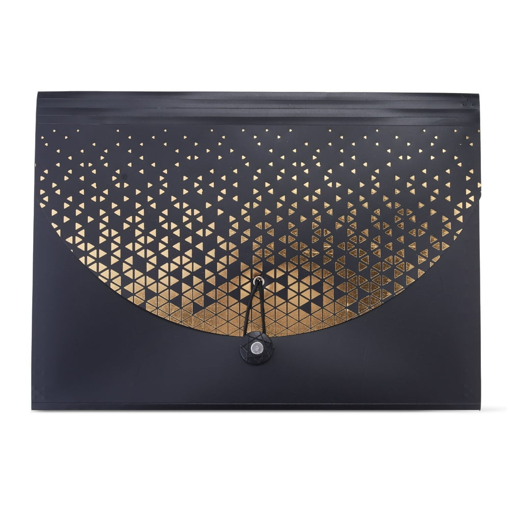 Pen + Gear LetterSize Expanding File Folder, 13 Pockets, Black and Gold