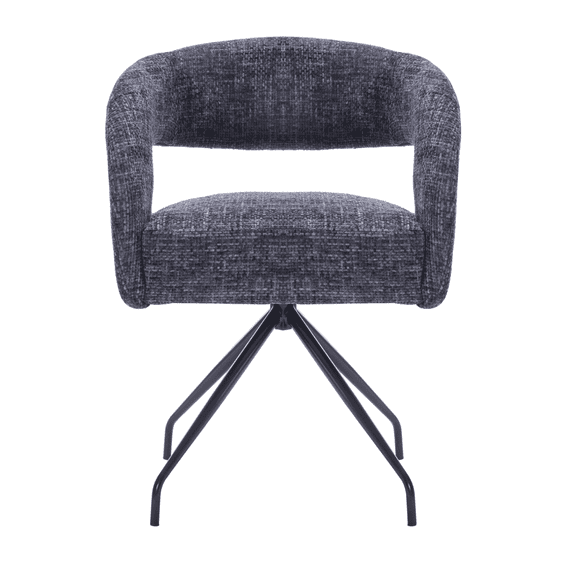Impressions Vanity Miranda Vanity Chair with Stable Metal Base and Linen Curved Backrest (Black Linen)
