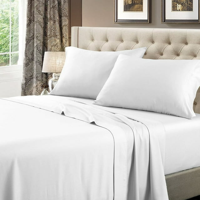 Alive Pixels Alive Pixels Sheet Set White Solid 400 Thread Count Egyptian Cotton (Double)