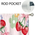 thumbnail image 5 of Pink Bow Strawberry Kitchen Curtains Girls Flower Y2K Bathroom Curtains Window Treatment Drapes Tier Fruit Preppy Cafe Small Bedroom Short French Door Curtains 2 Panels 27.5x36 Inch, 5 of 6