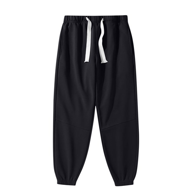 RXIRUCGD Men's Solid Color Casual Ankle Drawstring Pants Full Length Pants, Black, Size: M
