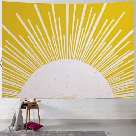 PRATYUS Boho Sun Tapestry Vintage Sunrise Sunset Tapestry Bohemian Mid Century Modern Wall Hanging for Living Room College Dorm Decor Abstract Bedroom Minimalist Horizontal Tapestries 40x30inch