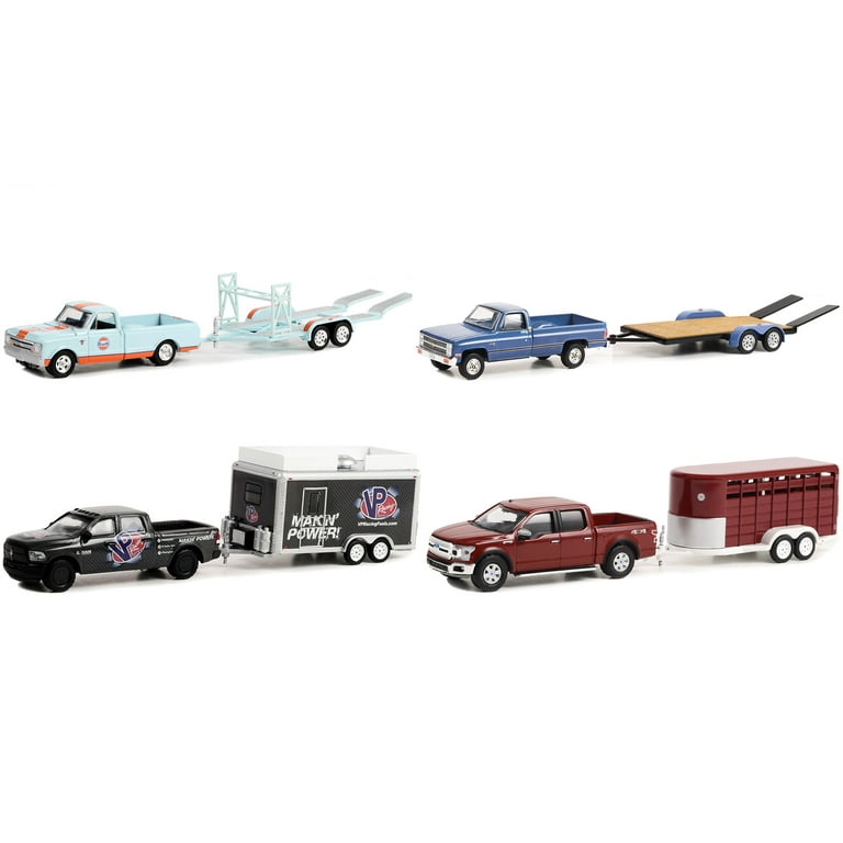 ミニカー Greenlight 1/64 HITCH & TOW 1:64 GreenLight HITCH & TOW 2 Blue 1967 Bronco & Cargo