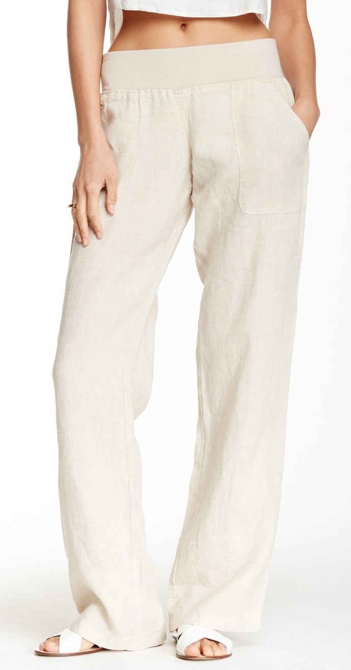 Allen Allen NEW Beige Women's Size Medium M Pull-On Linen Pants ...