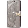 thumbnail image 2 of LEMAXELERS LG Velvet 5G Case Bling Diamond Butterfly Embossed Wallet Flip PU Leather Magnetic Card Slots with Stand, 2 of 5