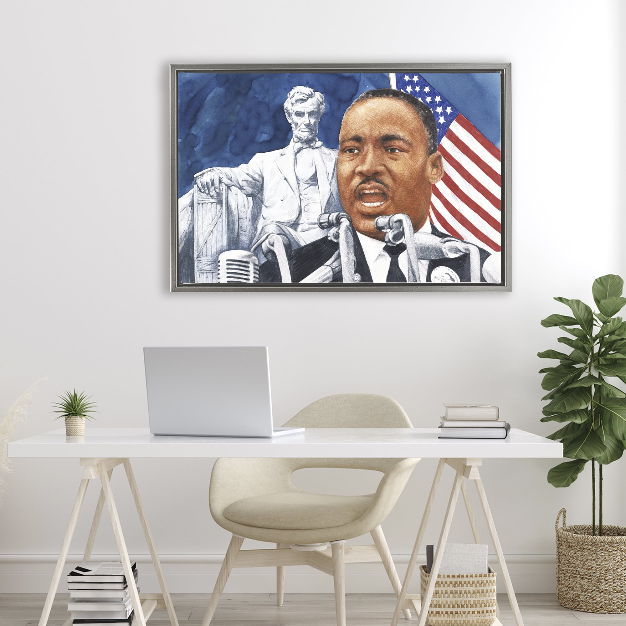 1960s American Speech Portrait Gray Framed Floater Canvas Wall Art, design by Wind River Studios
