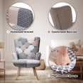 thumbnail image 4 of FERPIT Upholstered Wingback Accent Chair with Rubberwood Legs & Levelers for Living Room, Grey pattern patchwork, 4 of 6