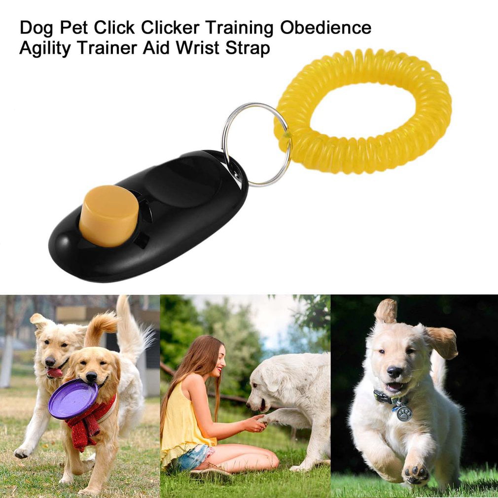 1x Dog Pet Click Clicker Training Obedience Agility Trainer Aid Wrist Strap TDCA 