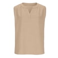 thumbnail image 3 of Oplxuo Cotton Linen 2 Piece Outfits for Women Summer Sleeveless V Neck Tank Top Matching Wide Leg Pants Travel Lounge Sets, 3 of 7
