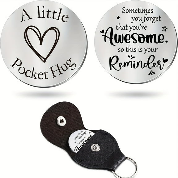 Vacemry 5Pcs Pocket Hug Token,Metal Pocket Hug Token Keychain, Encouragement Gift for Loved Ones, Inspirational Keychain for Tough Days, Keepsake Token for Family Friends, Heartfelt Gift Keychain