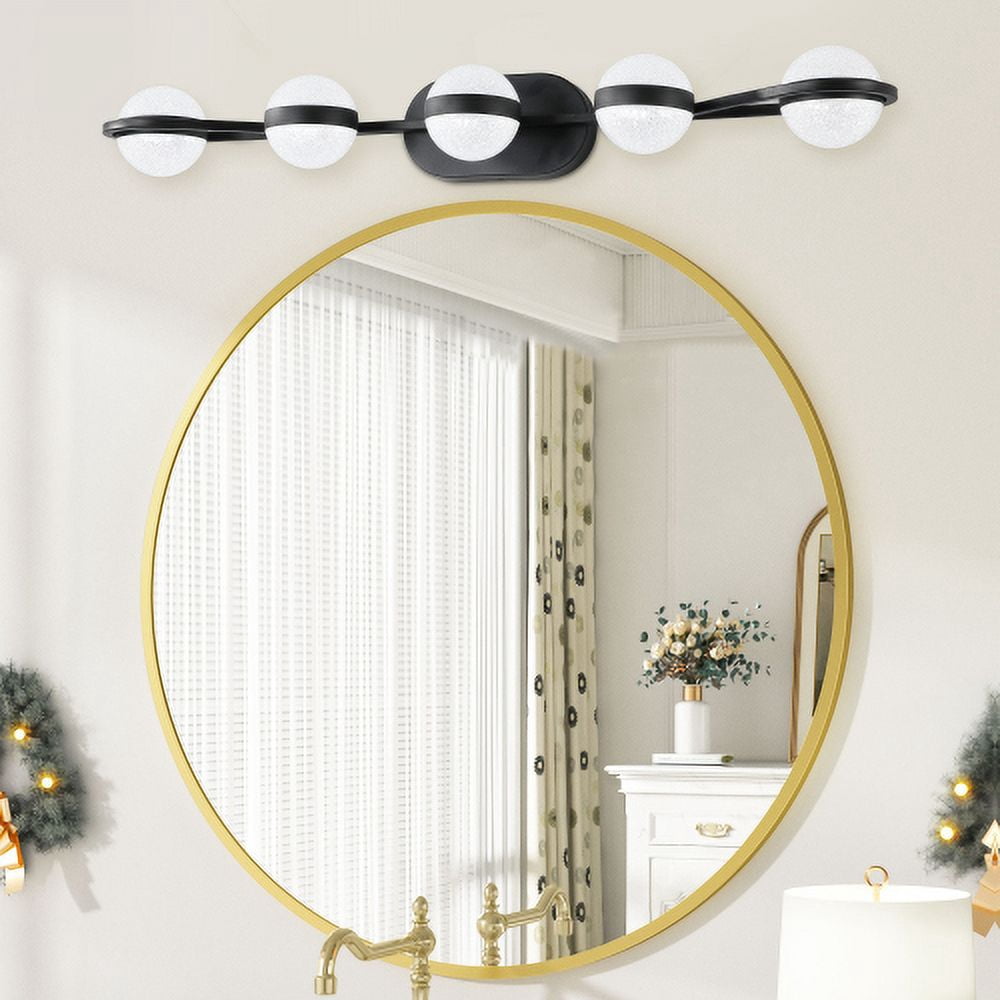 ACE-LIGHTS,5-Light Modern Minimalist Bathroom Vanity Light With Acrylic Shades,Bathroom Mirror Lamp for Bathroom,Dressing Room,Bedroom,Living Room,Office,Restaurant,Bars(Black)