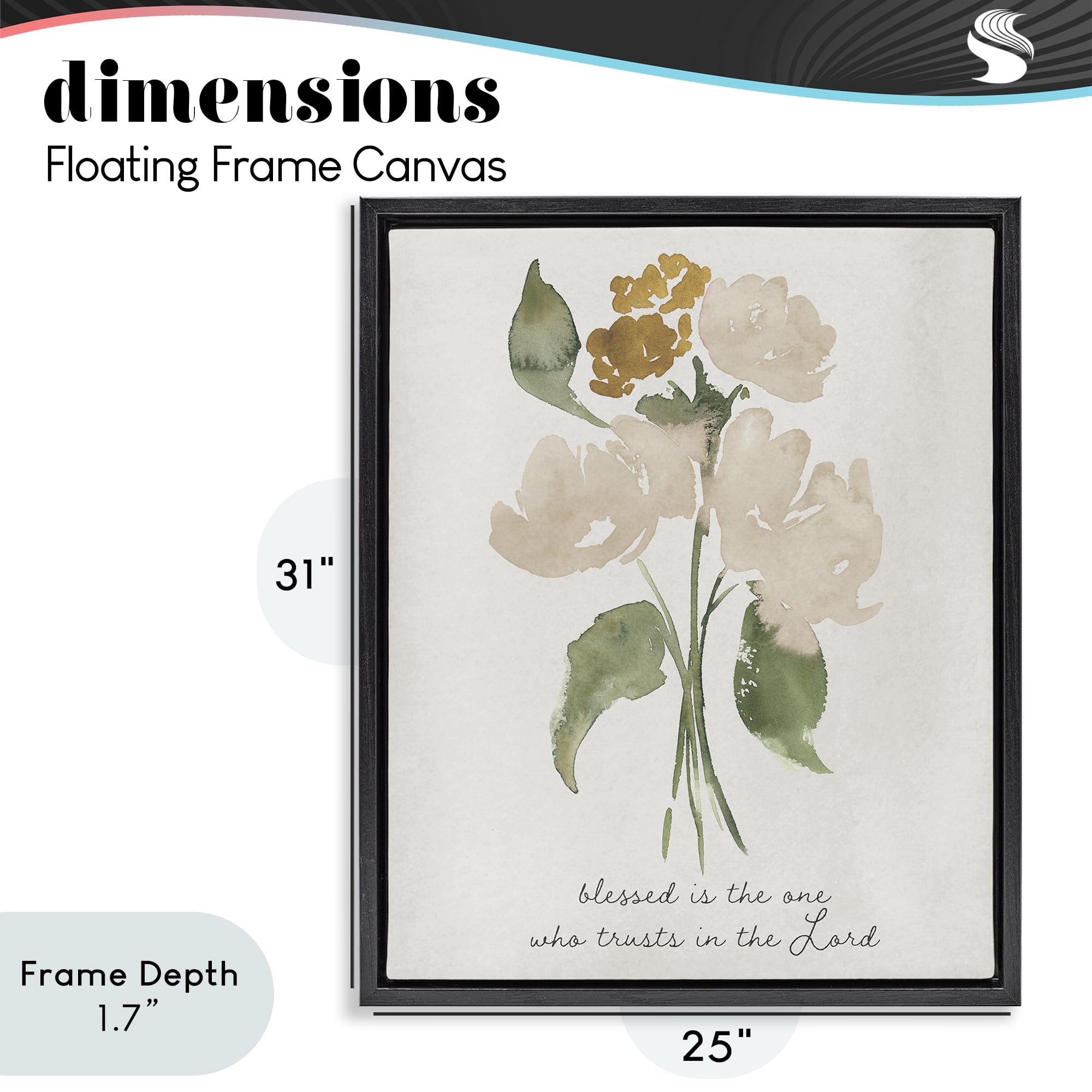 Stupell Industries Who Trusts In The Lord Flowers Black Framed Floater Canvas Wall Art, design by Lucille Price